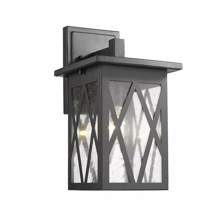 FEELTHEGLOW Anthony Transitional 1 Light Textured Black Outdoor Wall Sconce - 14 in. FE2542689